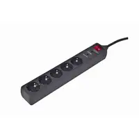Gembird SPG5-C-5 base múltiple 1,5 m 5 salidas AC Negro