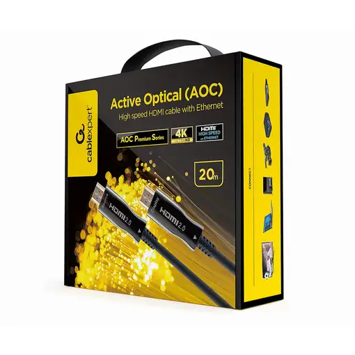 Gembird CCBP-HDMI-AOC-20M-02 cable HDMI HDMI tipo A (Estándar) Negro