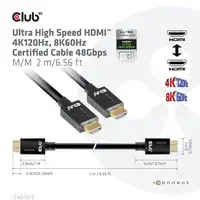 CLUB3D Ultra High Speed HDMI 4K120Hz, 8K60Hz Certified Cable 48Gbps M/M 2 m / 6.56
