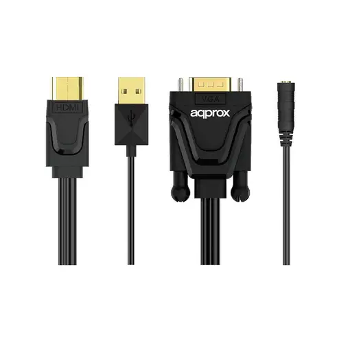 Approx APPC22 adaptador de cable de vídeo HDMI tipo A (Estándar) VGA (D-Sub) + 3,5