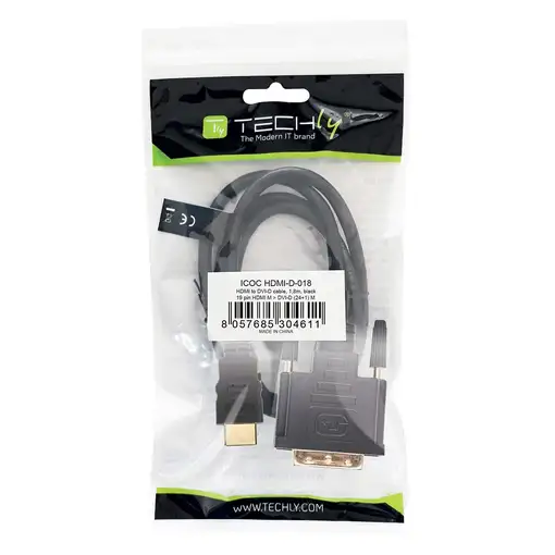 Techly 1.8m HDMI - DVI-D M/M 1,8 m Negro