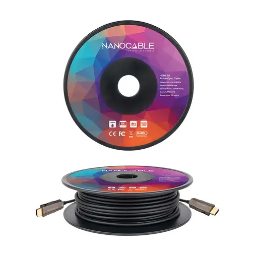 Nanocable Cable HDMI V2.0 AOC 4K@60Hz 18Gbps A/M-A/M, Negro, 30 m