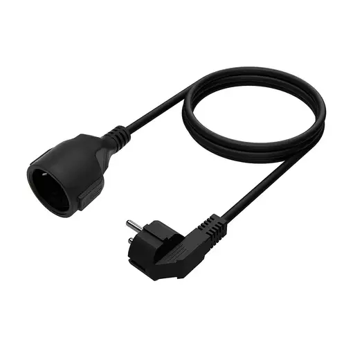 AISENS Cable Alargador de Alimentacion Schuko, CEE7/M-CEE7/H, Negro, 2.0M