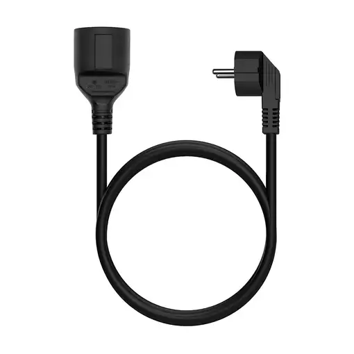 AISENS Cable Alargador de Alimentacion Schuko, CEE7/M-CEE7/H, Negro, 2.0M