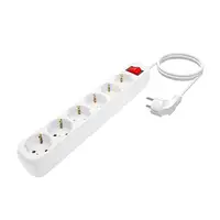 AISENS Base Multiple 6 Tomas Con Interruptor Con Cable 3x1.5mm2, Blanco, 1.4m