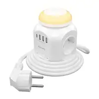 AISENS Regleta de Enchufes Sobremesa Multifuncion con 4 Tomas + 1XUSB-C, 3XUSB-A,