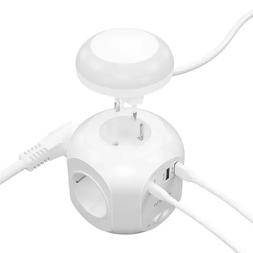 AISENS Regleta de Enchufes Sobremesa Multifuncion con 4 Tomas + 1xUSB-C 20W PD3.0,