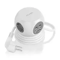 AISENS Regleta de Enchufes Sobremesa Multifuncion con 3 Tomas + 2xUSB-C, 2xUSB-A,