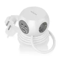AISENS Regleta de Enchufes Sobremesa Multifuncion con 3 Tomas + 2xUSB-C, 2xUSB-A,