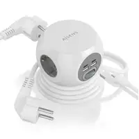 AISENS Regleta de Enchufes Sobremesa Multifuncion con 3 Tomas + 2xUSB-C, 2xUSB-A,