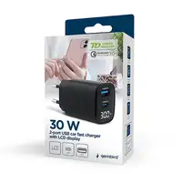Gembird TA-UC-PDQC30LCD-BK-01 cargador de dispositivo móvil Smartphone, Reloj inte