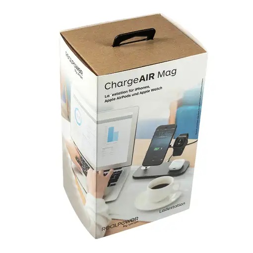 RealPower ChargeAIR Mag Smartphone, Reloj inteligente, Tableta Negro USB Cargador
