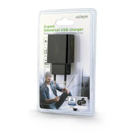 Gembird EG-U2C2A-03-BK cargador de dispositivo móvil Teléfono móvil, Smartphone, T