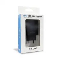 AISENS Cargador USB-C PD 3.0 1 Puerto 1x USB-C 20 W, Negro