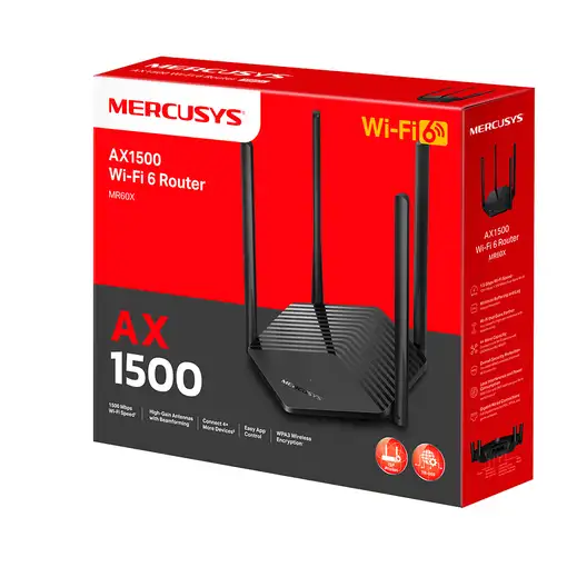 Mercusys MR60X router inalámbrico Gigabit Ethernet Doble banda (2,4 GHz / 5 GHz) N