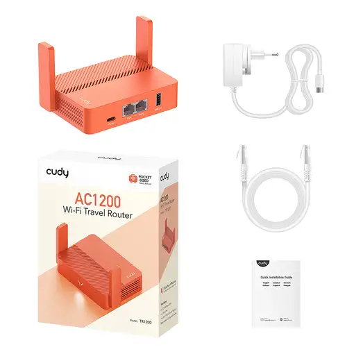 Cudy AC1200 router inalámbrico Ethernet rápido Naranja