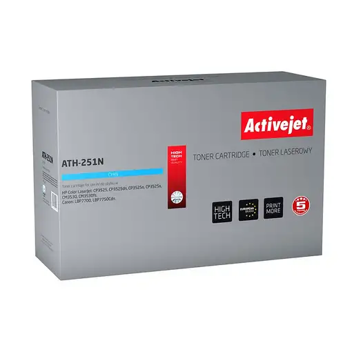 Activejet Cartucho de tóner ATH-251N (repuesto HP 504A CE251A, Canon CRG-723C; Sup