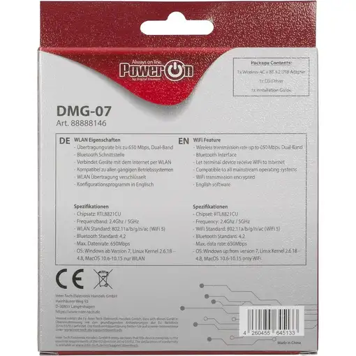 Inter-Tech DMG-07 WLAN / Bluetooth 650 Mbit/s
