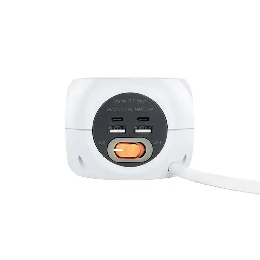 Nanocable Base de 3 enchufes con 4 USB's (2 USB A + 2 USB-C), con interruptor