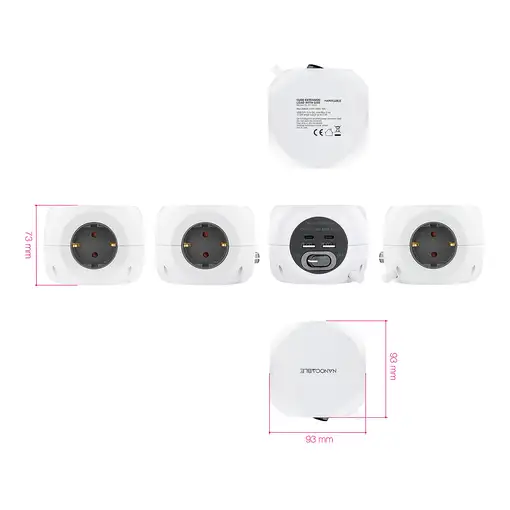 Nanocable Base de 3 enchufes con 4 USB's (2 USB A + 2 USB-C), con interruptor
