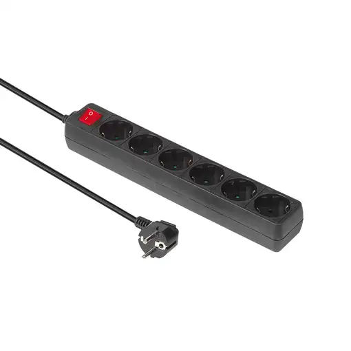 Microconnect GRU0063B base múltiple 3 m 6 salidas AC Interior Negro