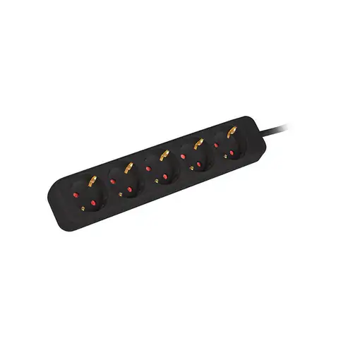 Lanberg PS0-05F-0150-BK base múltiple 1,5 m 5 salidas AC Interior Negro