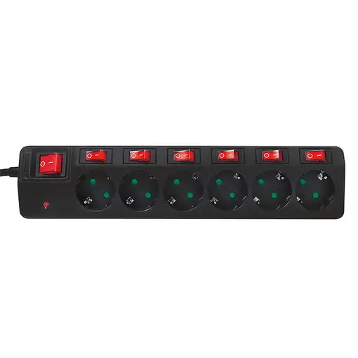 LogiLink LPS233 base múltiple 1,5 m 6 salidas AC Interior Negro
