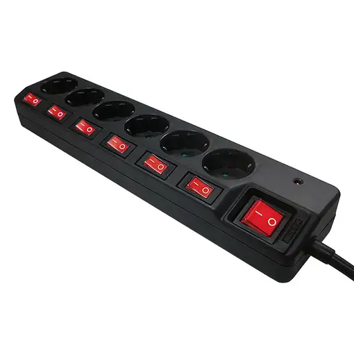 LogiLink LPS233 base múltiple 1,5 m 6 salidas AC Interior Negro