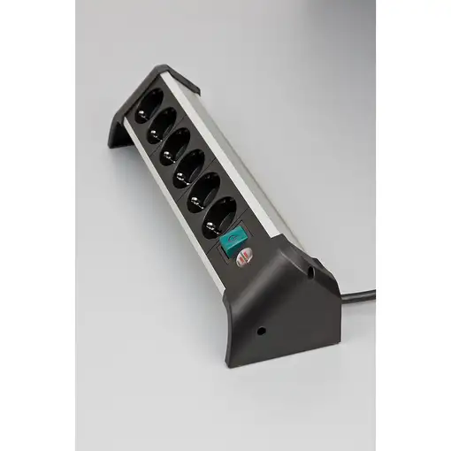 Brennenstuhl 1391040600 base múltiple 3 m 6 salidas AC Interior Negro, Plata