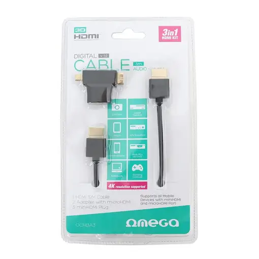 Omega OCHBA3 cable HDMI 3 m HDMI tipo A (Estándar) Negro
