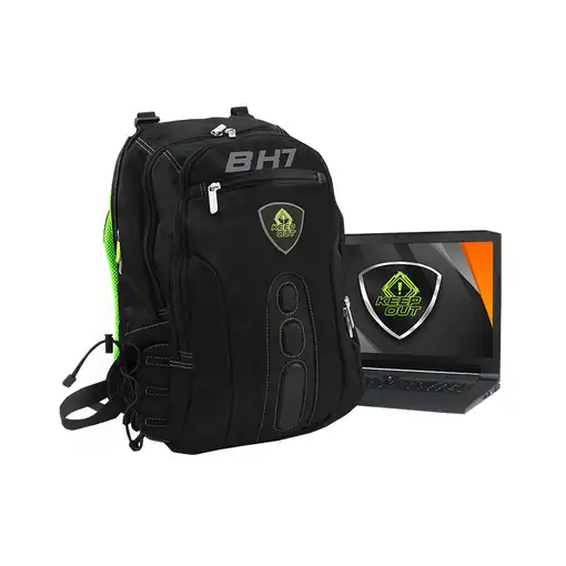 KeepOut BK7G mochila Negro, Verde Nylon