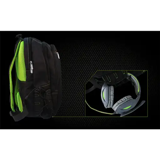 KeepOut BK7G mochila Negro, Verde Nylon