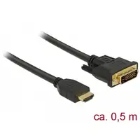 DeLOCK 85651 adaptador de cable de vídeo 0,5 m HDMI tipo A (Estándar) DVI Negro