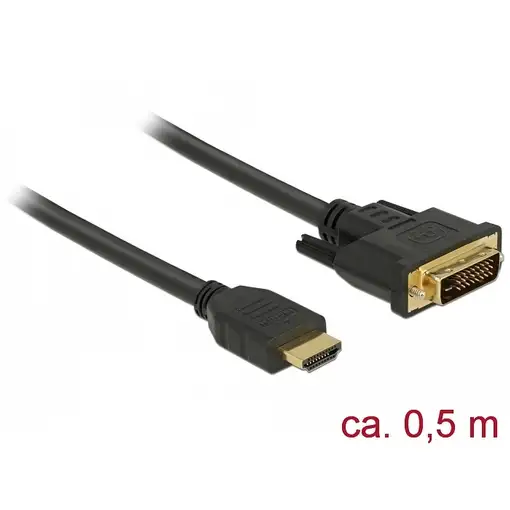 DeLOCK 85651 adaptador de cable de vídeo 0,5 m HDMI tipo A (Estándar) DVI Negro
