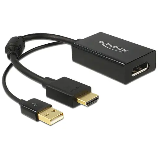 DeLOCK 0.245m HDMI+USB2.0-A/DisplayPort 0,254 m HDMI + USB Negro