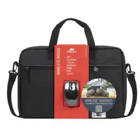 Rivacase 8038 + WIRELESS MOUSE 39,6 cm (15.6") Maletín Negro