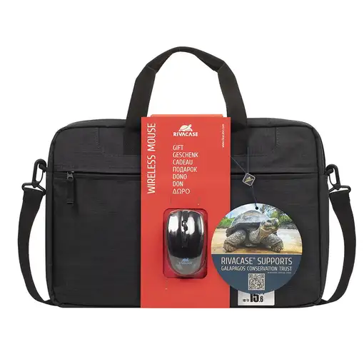 Rivacase 8038 + WIRELESS MOUSE 39,6 cm (15.6") Maletín Negro
