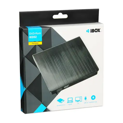 iBox IED02 unidad de disco óptico DVD-ROM Negro