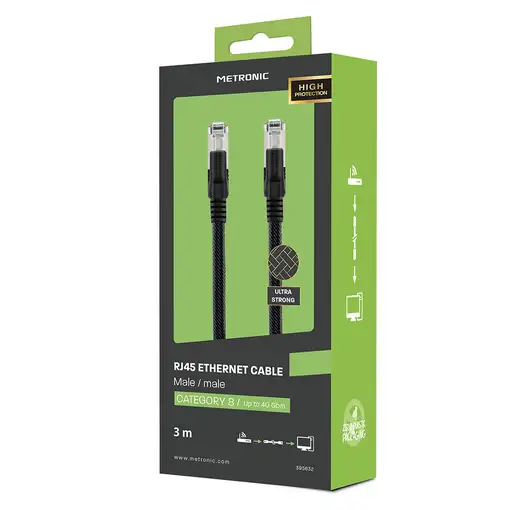 Cable Ethernet CAT 8 reforzado macho/macho 3m 395632 METRONIC