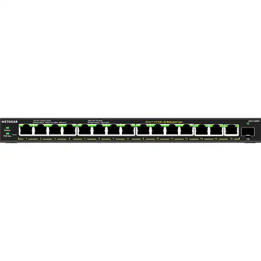 NETGEAR 16-Port High-Power PoE+ Gigabit Ethernet Plus Switch (231W) with 1 SFP por