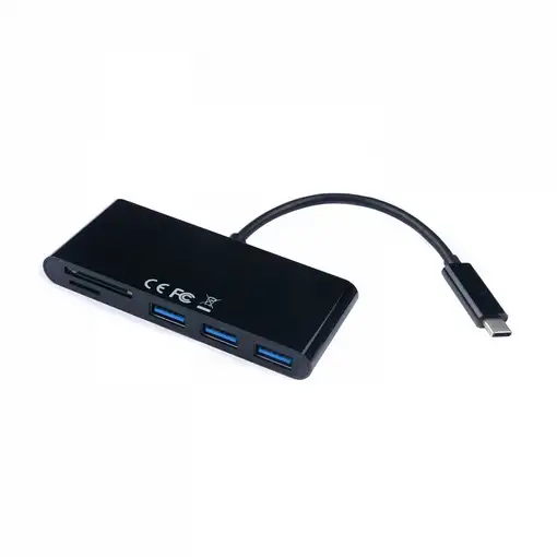 V7 Adattatore USB nero da USB-C maschio a 3 x USB 3.0 A femmina, Micro SD, SD/MMC