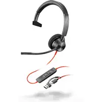 POLY Auriculares monoaurales Blackwire 3310 con certificación Microsoft Teams USB-
