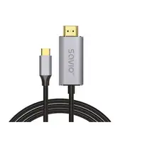 Savio USB-C to HDMI 2.0B cable 2m silver / black gold tips CL-171 cable HDMI USB C