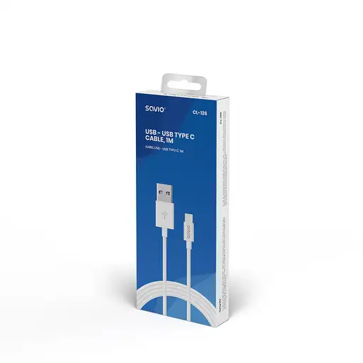 Savio CL-126 cable USB USB 2.0 1 m USB C USB A Blanco