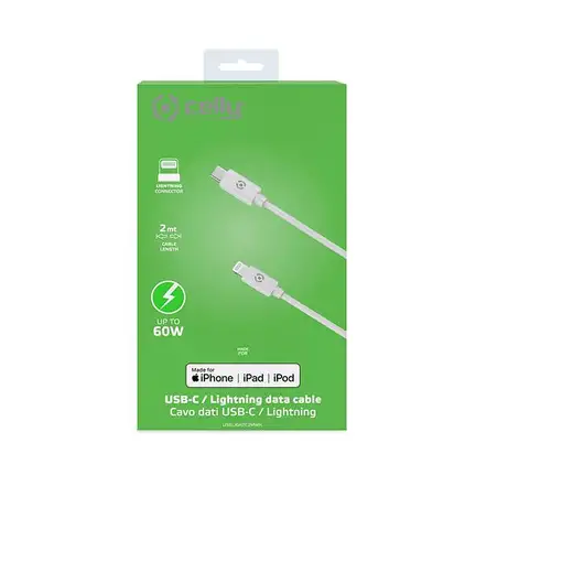 Celly USBLIGHTC2MWH cable de conector Lightning 2 m Blanco