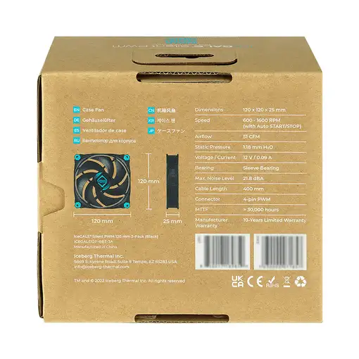 Iceberg Thermal IceGALE Silent PWM Carcasa del ordenador Ventilador 12 cm Negro 3