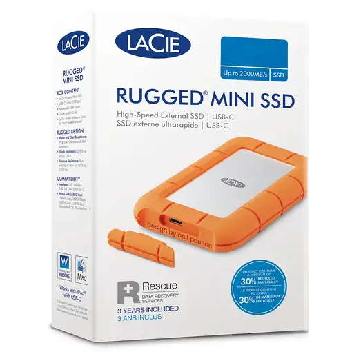 LaCie Rugged Mini disco duro externo 5 TB 3.2 Gen 1 (3.1 Gen 1) Naranja