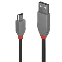 Lindy 36721 cable USB USB 2.0 0,5 m USB A Mini-USB B Negro, Gris