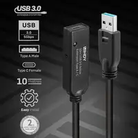 Lindy 43376 cable USB USB 3.2 Gen 1 (3.1 Gen 1) 10 m USB A USB C Negro