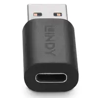 Lindy 41904 cambiador de género para cable USB 3.2 Type A USB 3.2 Type C Negro